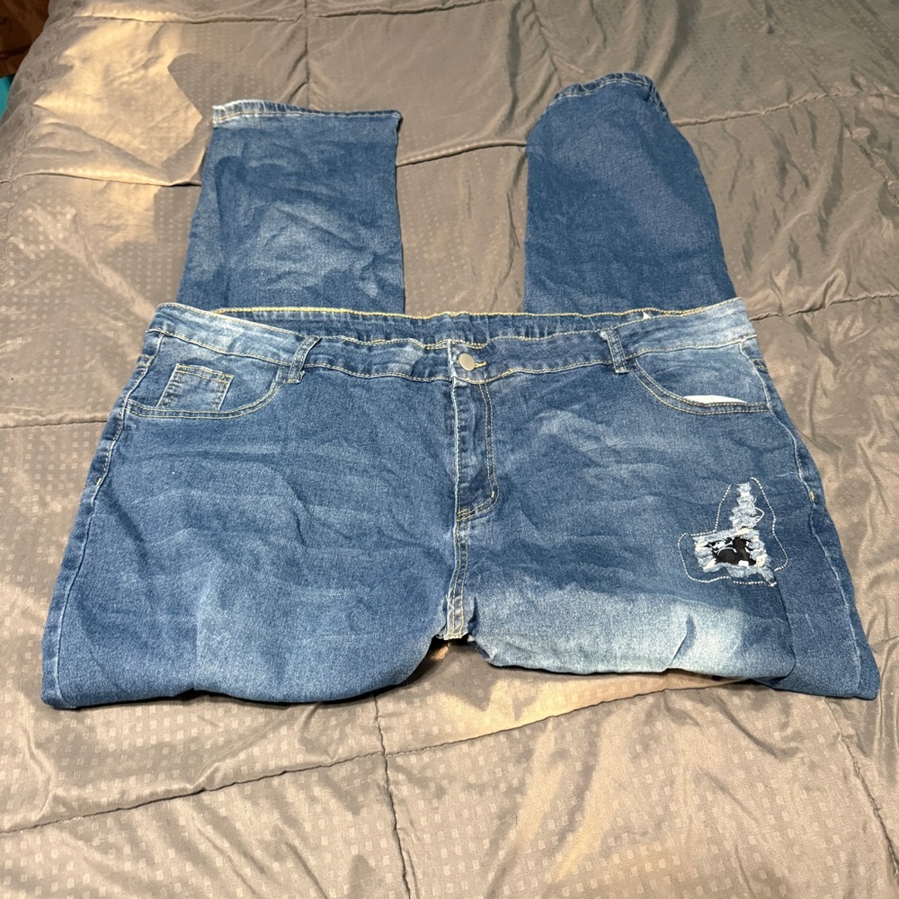Unbranded Jeans Skull Distressed Ripped Size 5x Equivalent Of Us Size 2/3x 22